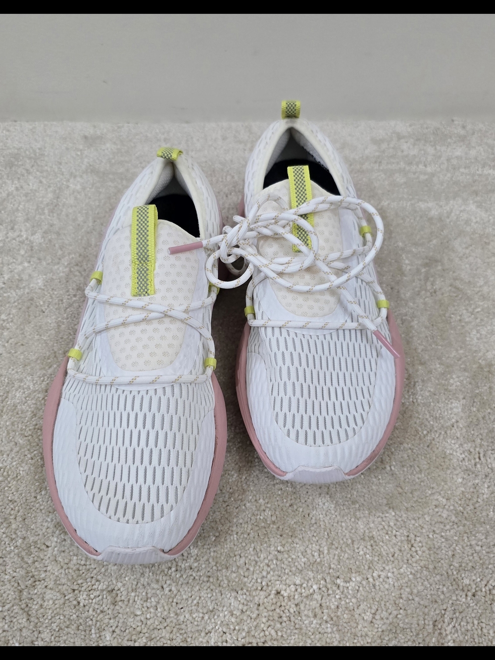Women's Lightweight White Mesh Sneakers with Pink Trim Sorel